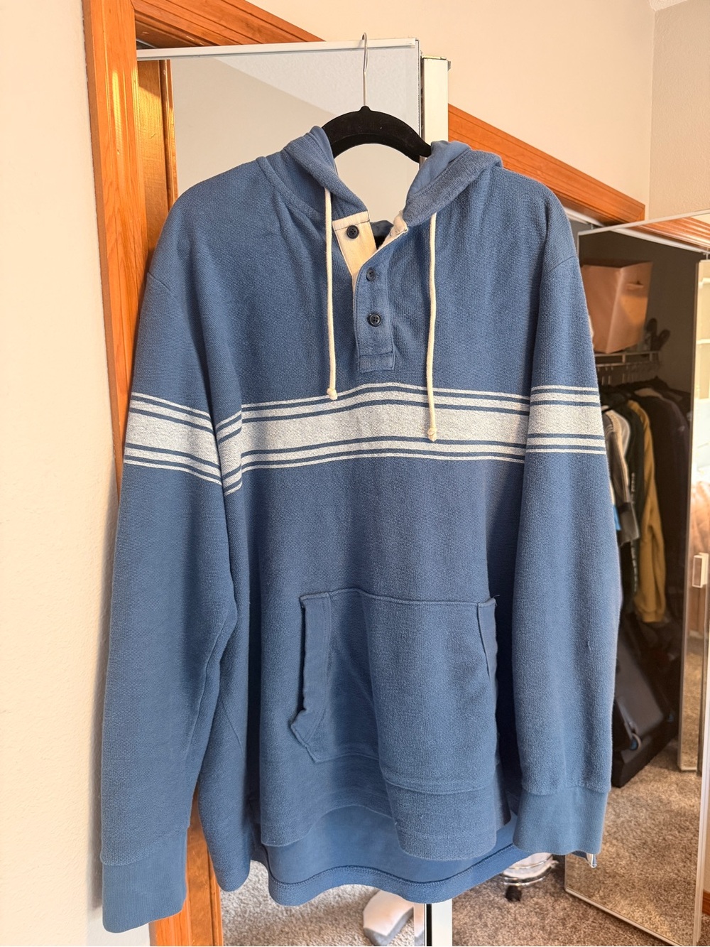 American Eagle Blue & White Striped Men’s Hoodie